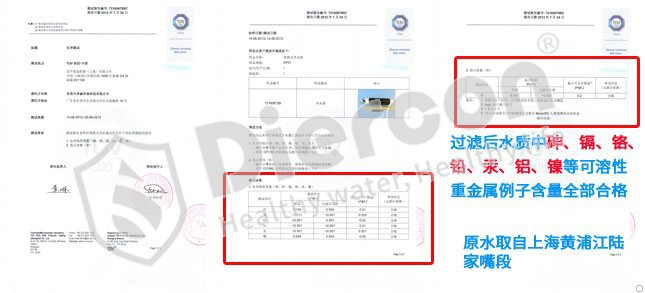 康米爾Diercon便攜單兵野外濾水器德國TUV重金屬離子含量測試報告