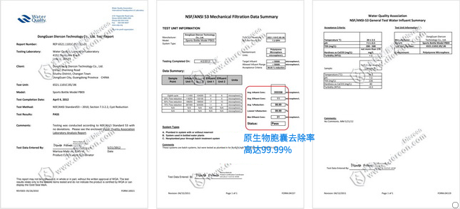 康米爾Diercon戶外濾水瓶原生物濾除報告