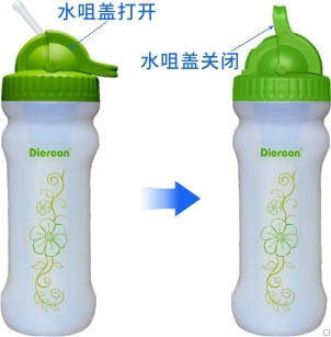 康米爾Diercon戶外濾水瓶水咀蓋開和關的狀態