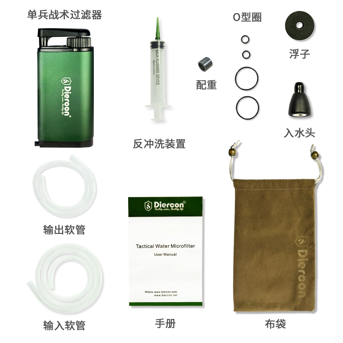 康米爾單兵凈水器TW01包裝清單